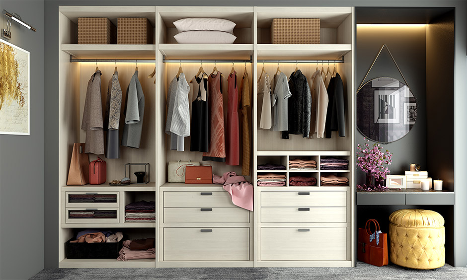 Budget-friendly open wardrobe design which elevates your space