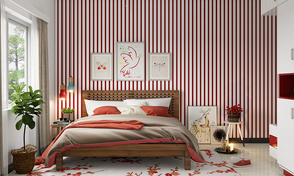 Trendy wall designs with tape showing bold patterns and stripes.