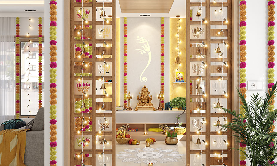Intricate jali designs for pooja rooms enhance elegance, sunlight, and spiritual ambience.