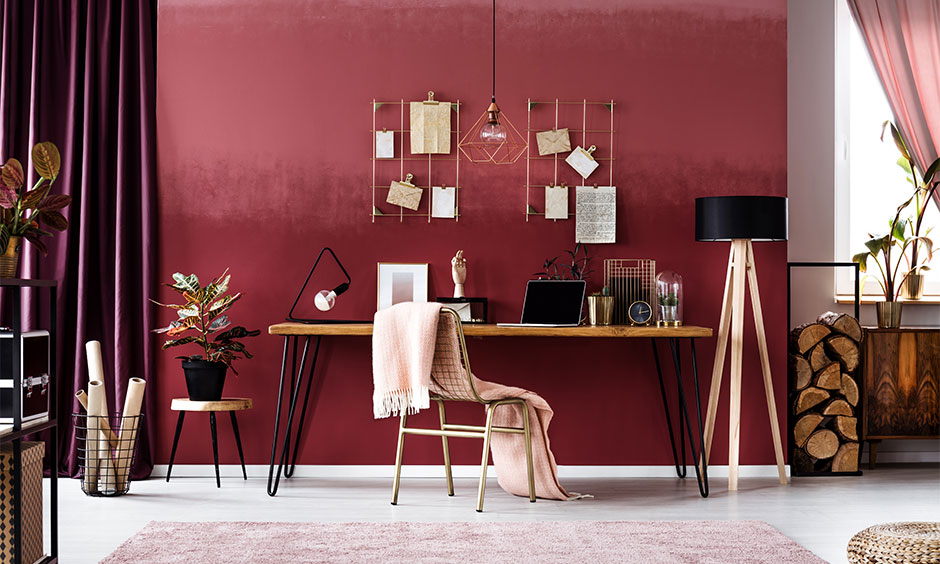 Bold red monochromatic interior design with textures for warmth and modern sophistication.