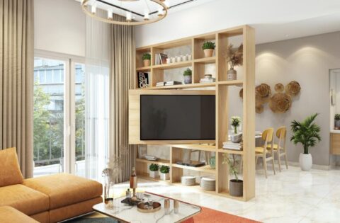 Innovative space-saving interior design with modular furniture and smart storage solutions.