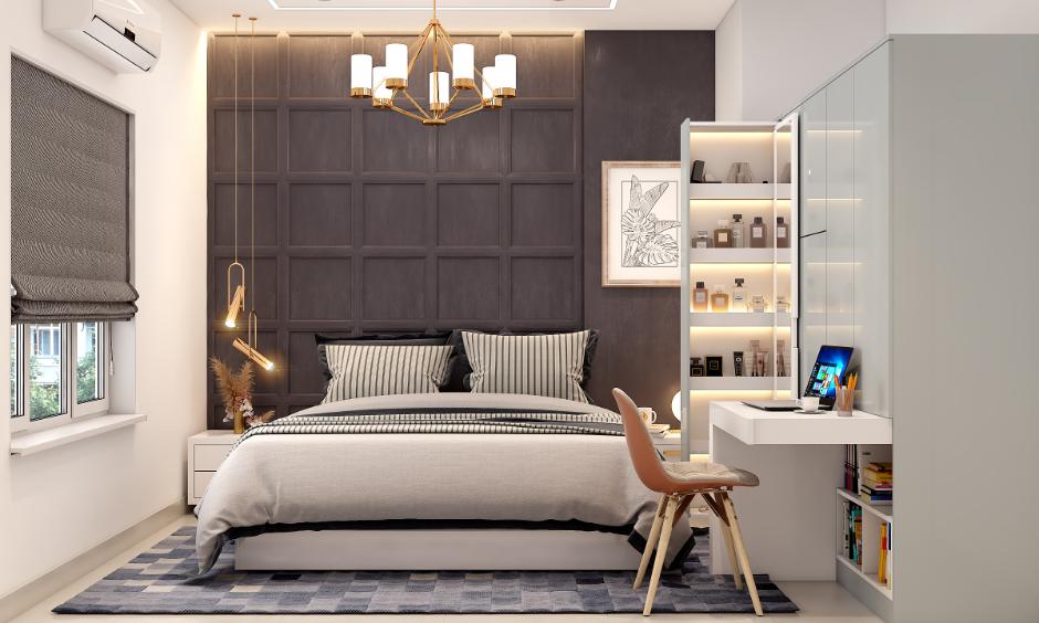 What factors define space-saving interior design trends like smart storage and modular layouts.
