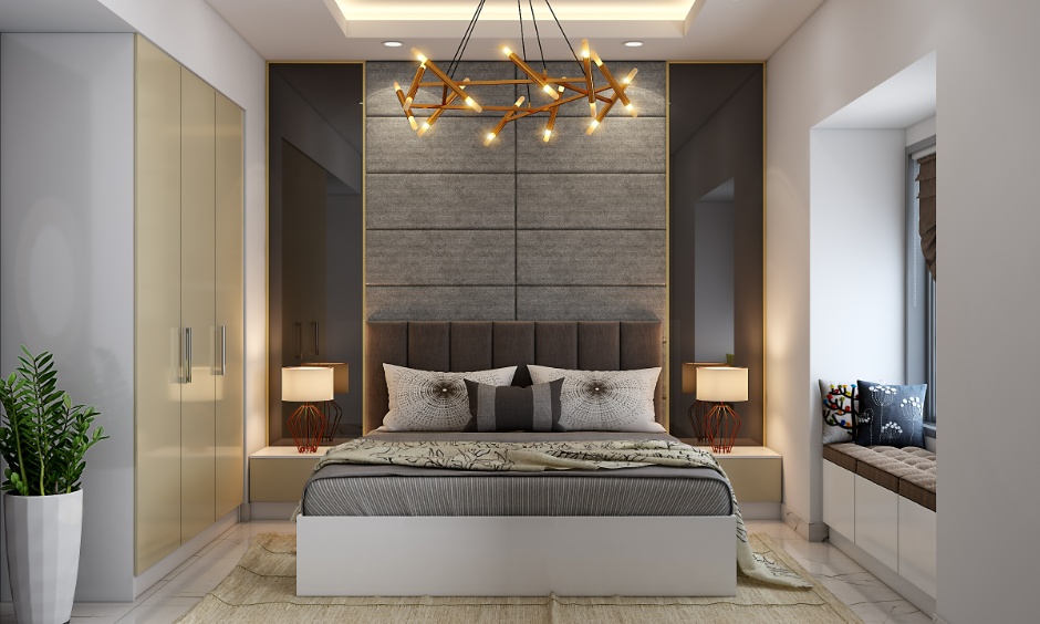 Master bedroom layout which has a luxurious look and an elegant seating arrangement