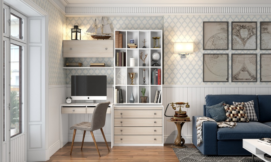 Gypsum plaster for home office walls for a peaceful vibe