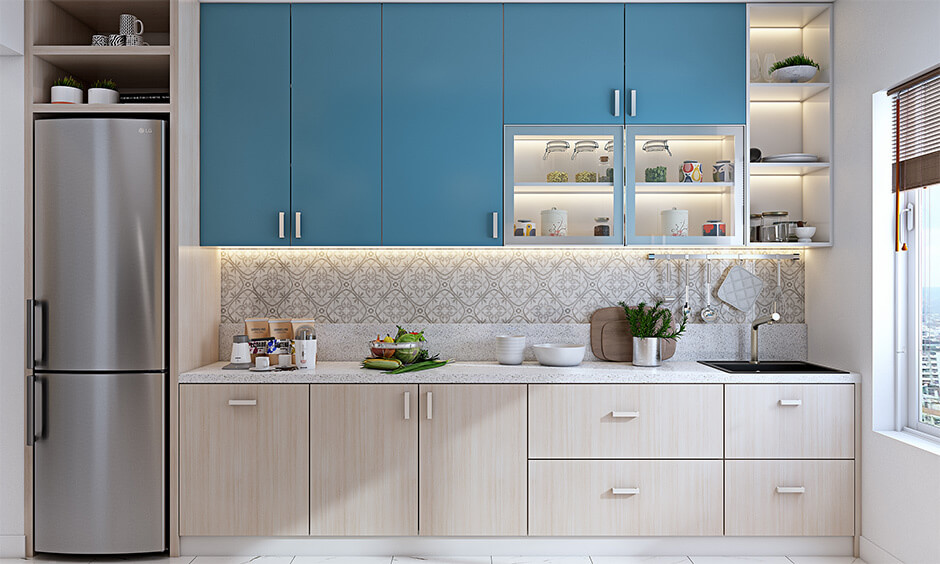 Dual-tone straight modular kitchen design