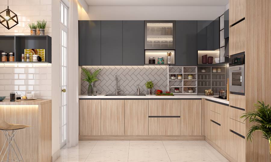 Veneer finish for modular kitchen designs
