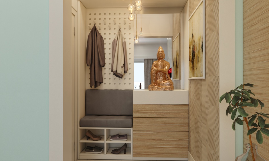  Modern cabinetry with a traditional decor statue for the beautiful  interior