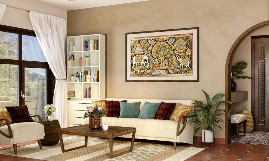 Interior design trends in Bhubaneswar 2026 showing airy layouts, handcrafted decor, and modular living.