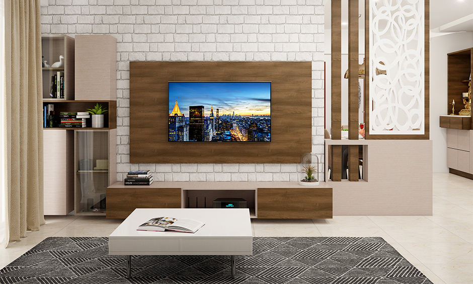 A wooden TV unit material which is best suited for a contemporary home
