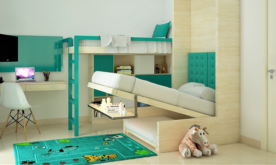 Simple kids' room design with multifunctional furniture to maximise the space