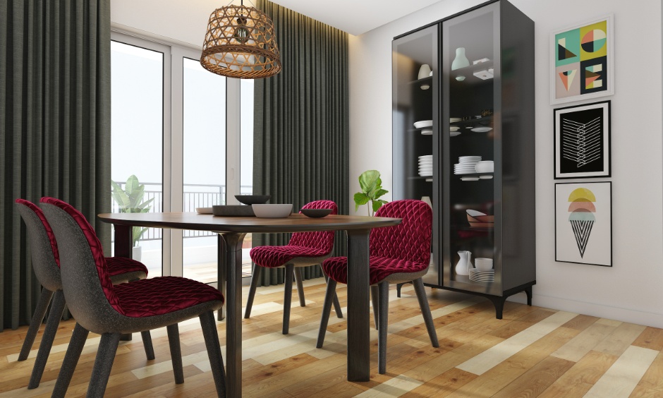 Neutral zen black dining room table with clean lines and timeless simplicity