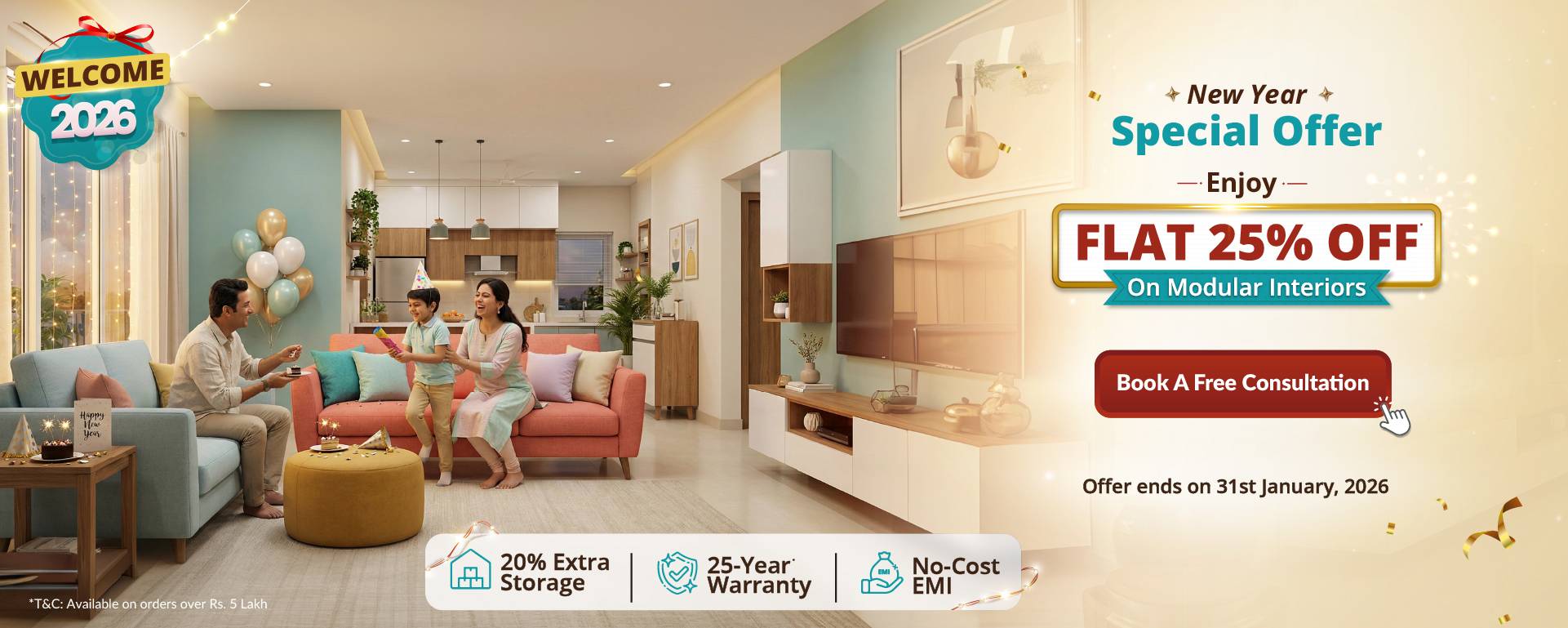 DesignCafe Offer: Flat 25% OFF on Home Interiors