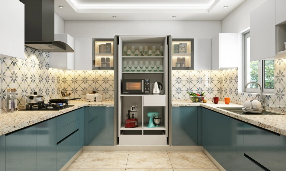 Modern kitchen cabinets use streamlined handles and integrated storage for everyday access.