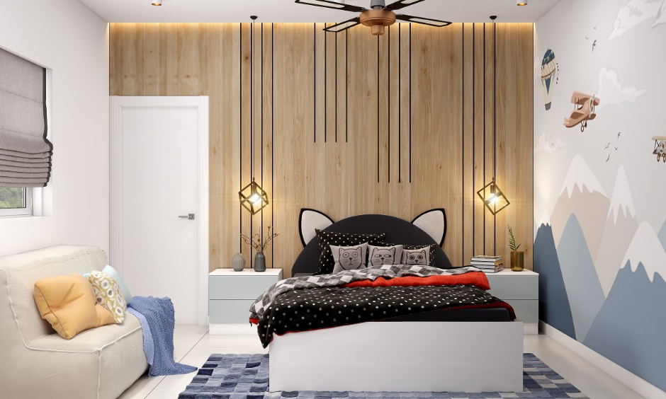 Kids' room designed with eco-friendly materials, reflecting a sustainable design trend for 2026.