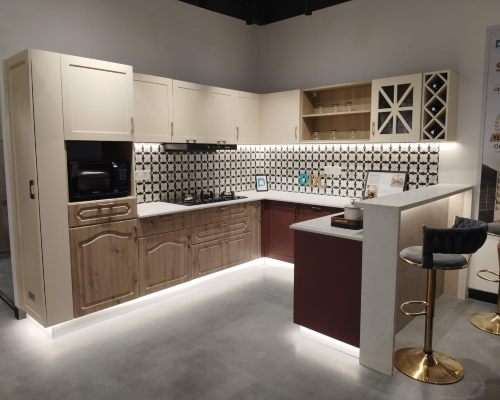 U-shaped kitchen interior displayed at designcafe Greater Noida
