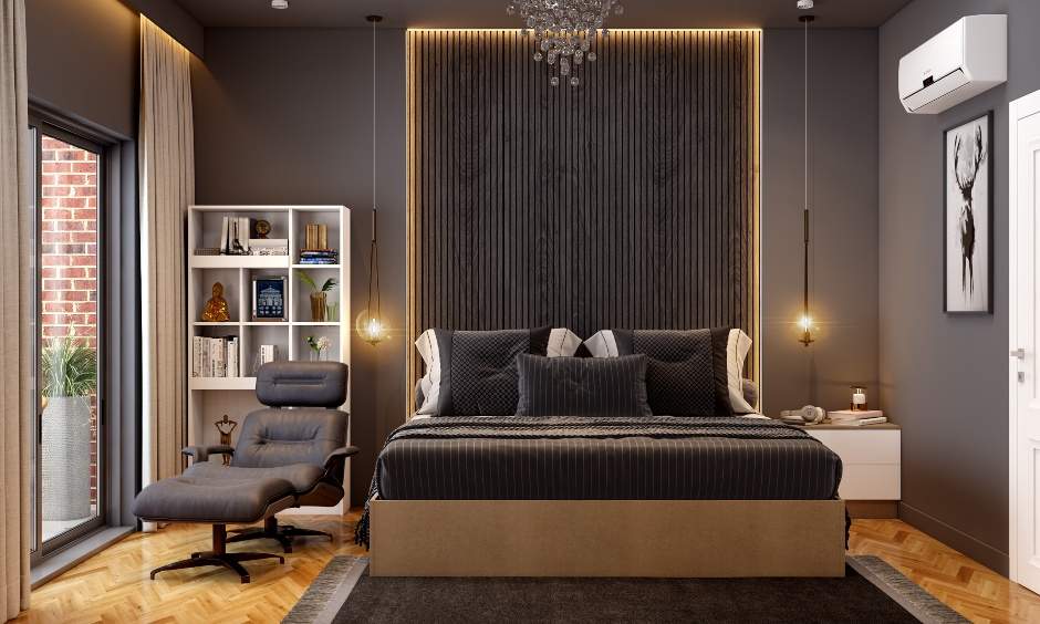 Charcoal grey and wood interior reflecting lifestyle, nature and technology shaping 2026 colour trends.