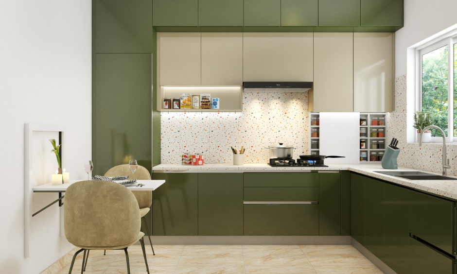 Details on modular kitchen cost per sq ft in Kolkata, varying by storage unit and material choices.