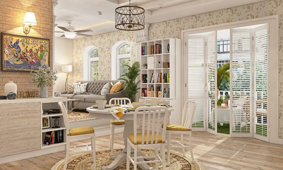 Elegant living room showcasing full-service interior design and e-design, featuring plush sofa seating