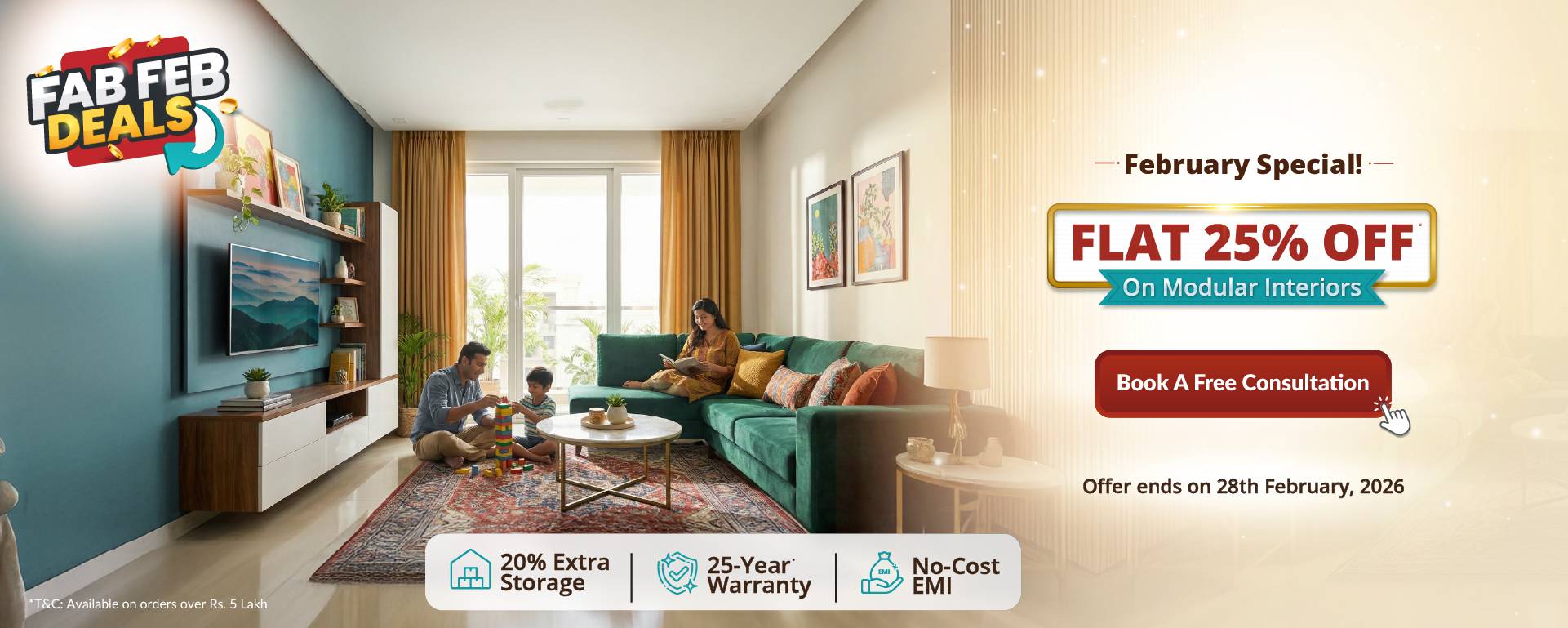 DesignCafe Offer: Flat 25% OFF on Home Interiors