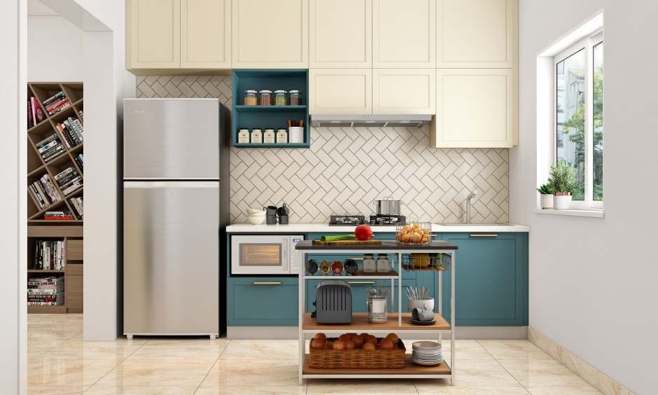 Metal kitchen prep table with storage shelves designed for heavy daily cooking and easy access