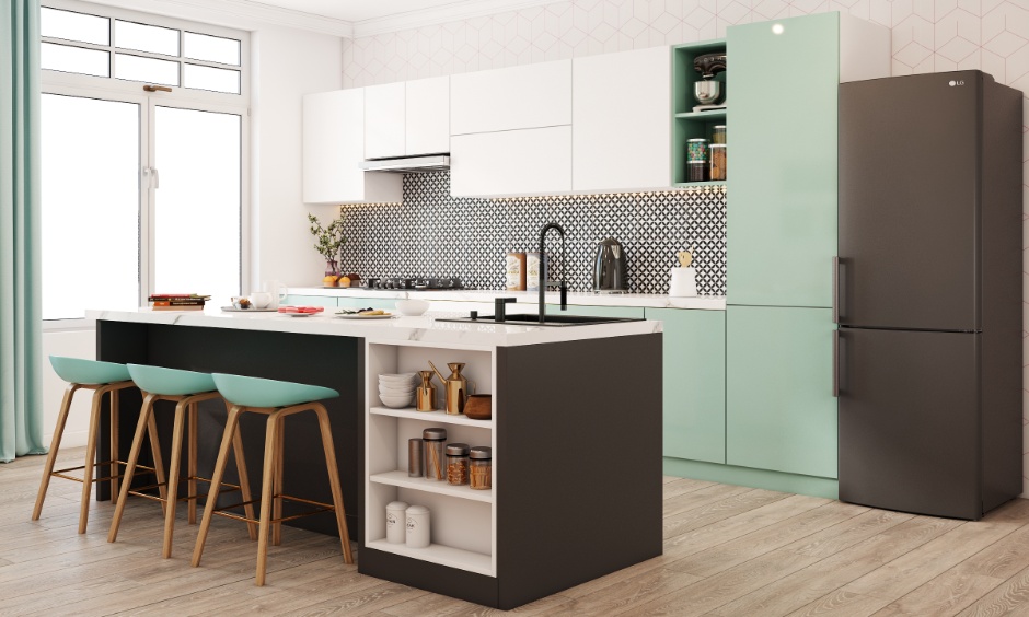 Kitchen island dining table with storage that doubles as a prep station and everyday dining space