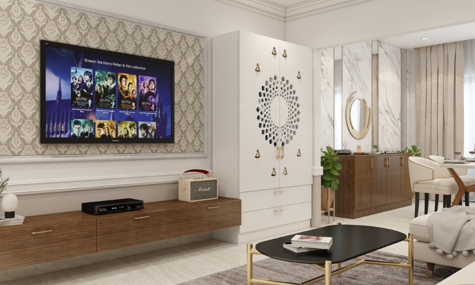 Light wood furniture and finishes in an ivory-toned hall adding warmth to modern interiors in 2026.