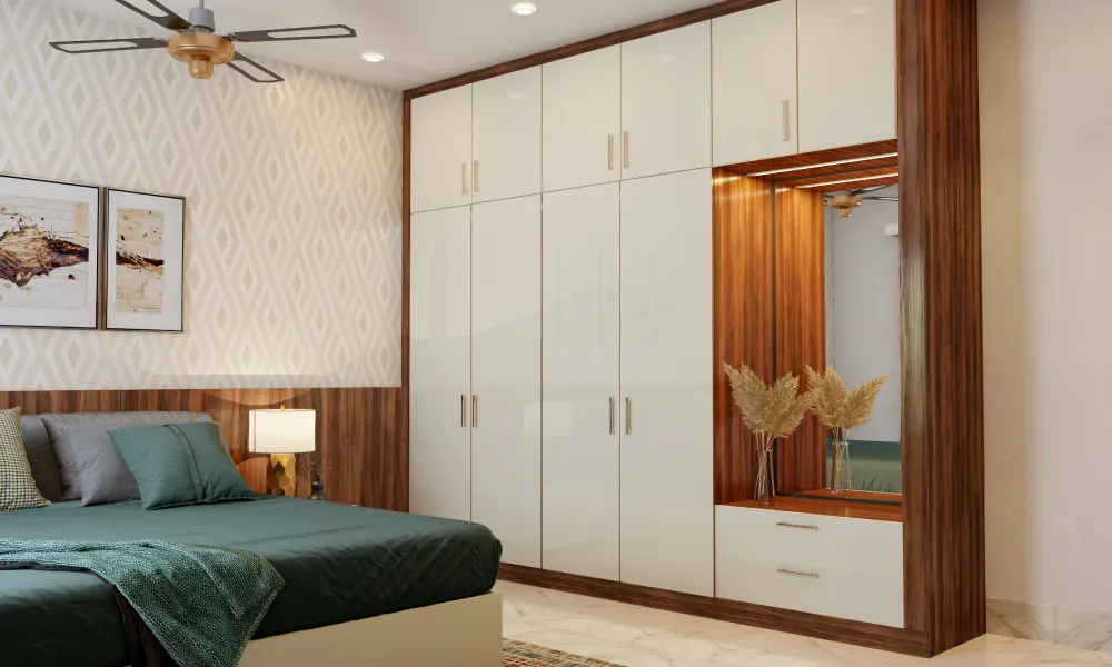 Compact swing wardrobe layout suitable for small bedrooms and cost efficient storage