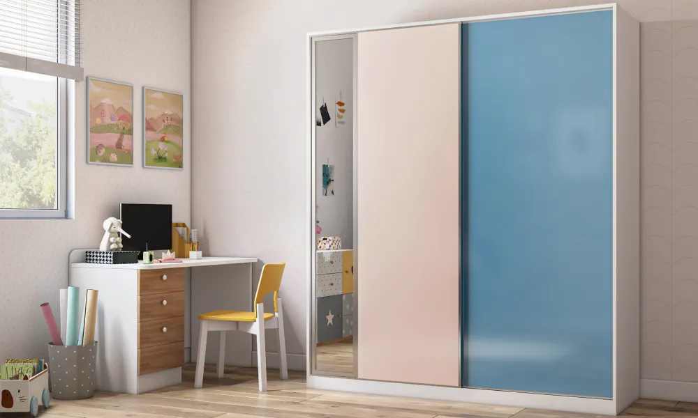 2 door sliding wardrobe cost with teal and white modular design