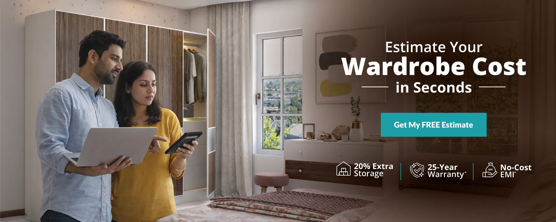 Wardrobe cost calculator to estimate your wardrobe design price