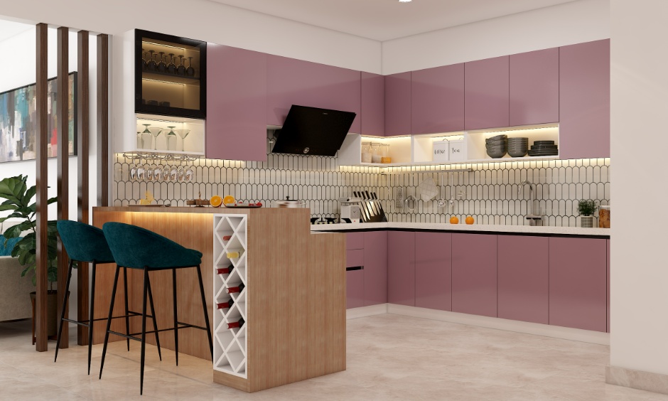 L-shaped modular kitchen with tall cabinets showing why standard kitchen dimensions improve comfort and storage