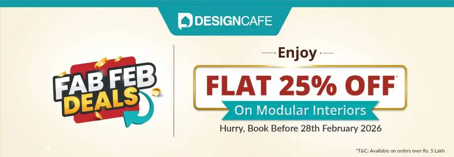 DesignCafe Freedom Special Offer: 25% OFF on Home Interiors.