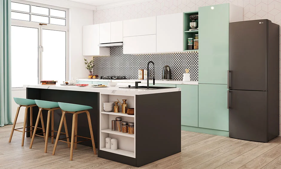 The island has 900mm of clear floor space around it for comfortable kitchen movement.