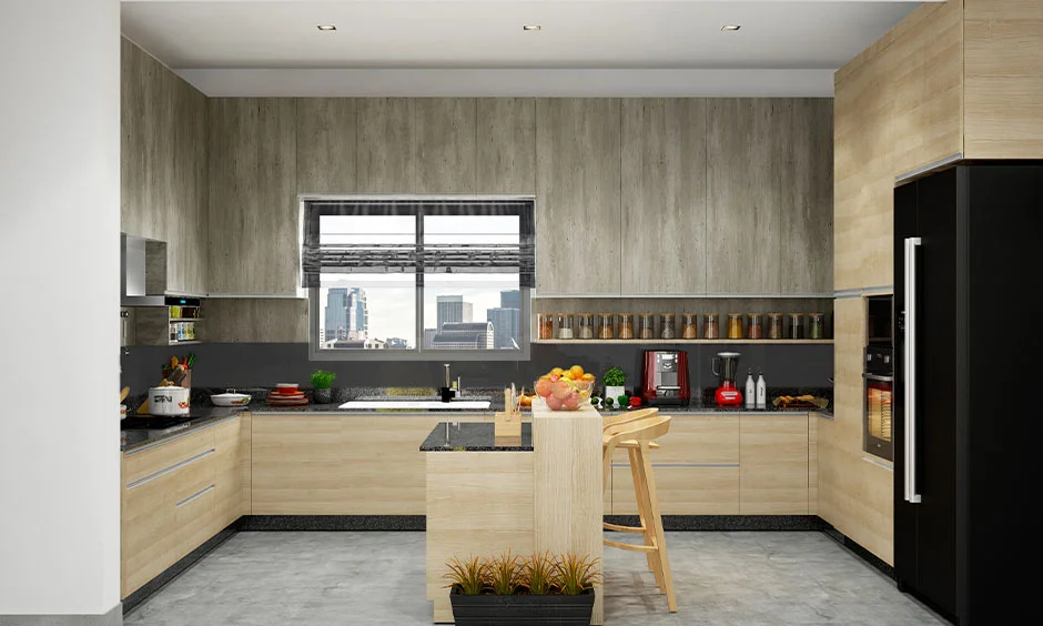 An L-shaped kitchen with an island balances workspace, storage and movement.
