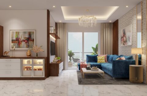 Modern false ceiling design with layered lighting, clean lines and subtle detailing for 2026 interiors