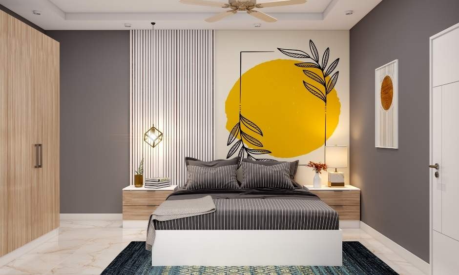 Bedroom interior showing wall design ideas for small and large rooms.