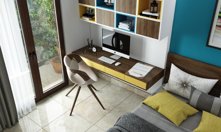 Compact bedroom with beige marble flooring showing typical marble flooring price range in India homes