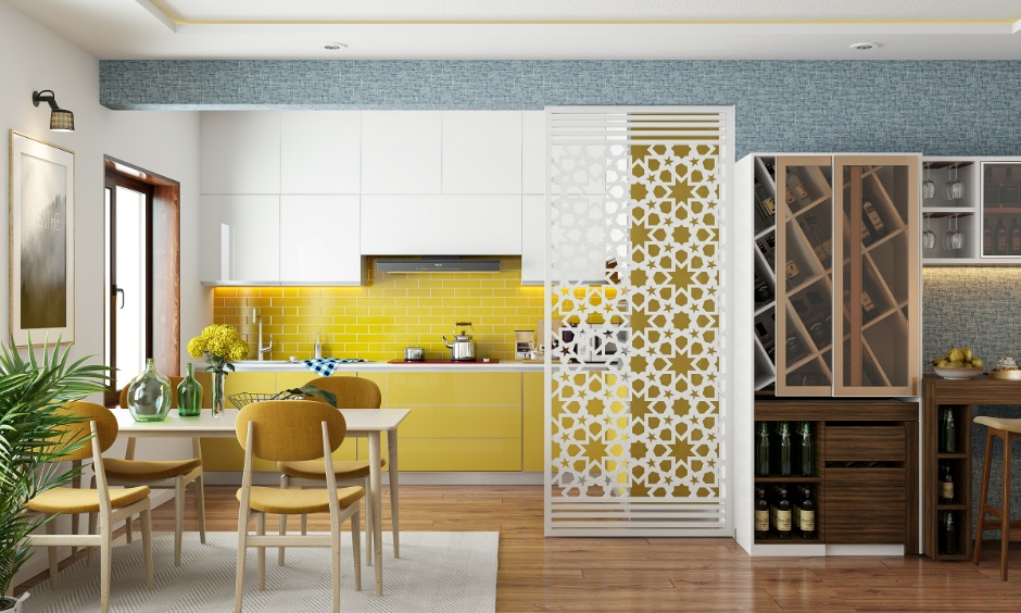 2BHK kitchen and dining showing budget mid range and luxury interior cost options