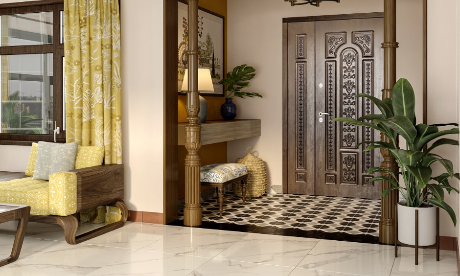 Testing POP colour combination on ceiling to check light effect before final choice