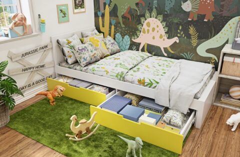 Budget-friendly kids' playroom ideas with storage, study, and play zones.