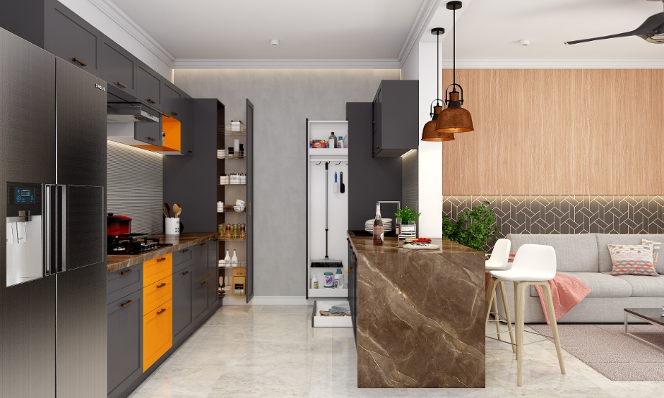 Simple kitchen materials such as compact laminate, quartz, and PU finish are ranked by budget and luxury appearance.