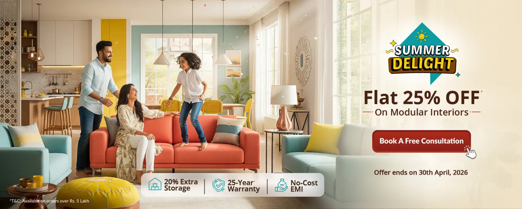 DesignCafe Offer: Flat 25% OFF on Home Interiors