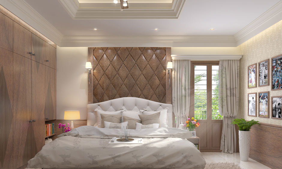 Small bedroom ceiling design colour which matches the wall colours