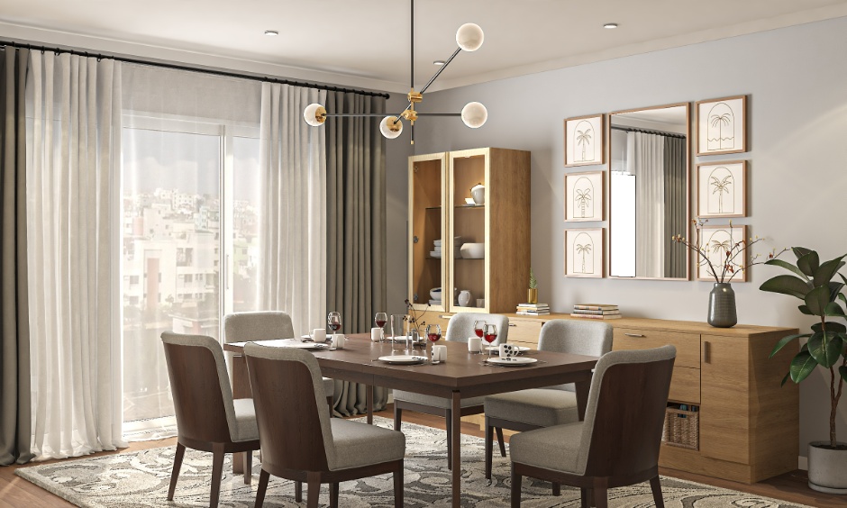 Modern Kolkata dining space showing average 2BHK interior design cost with smart storage and warm finishes