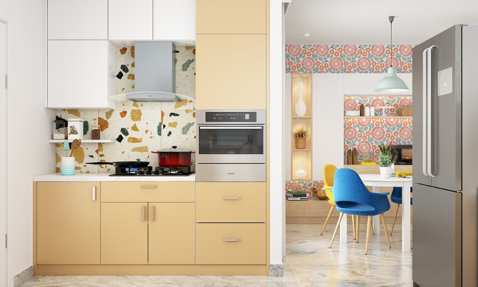 Kitchen-dining space showing per square foot interior design cost for 2BHK in Kolkata