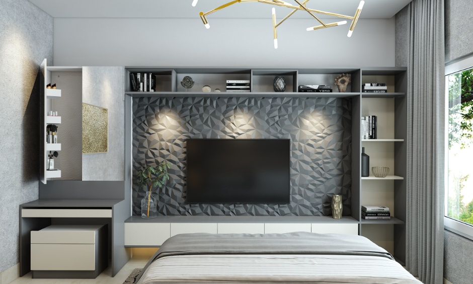 TV wall with storage and lighting highlighting hidden costs in 2BHK interior design