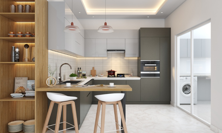 Modern kitchen layout showing psychology of interior design applied at home