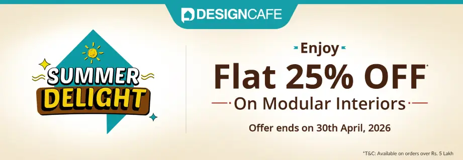 DesignCafe Freedom Special Offer: 25% OFF on Home Interiors.