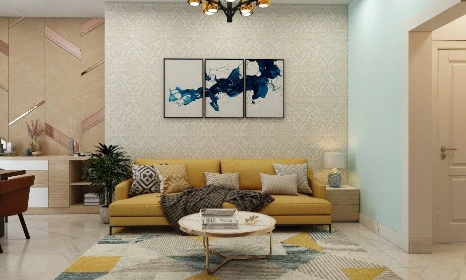 Apartment interior design in Bangalore with modular furniture, space-saving layout and modern decor