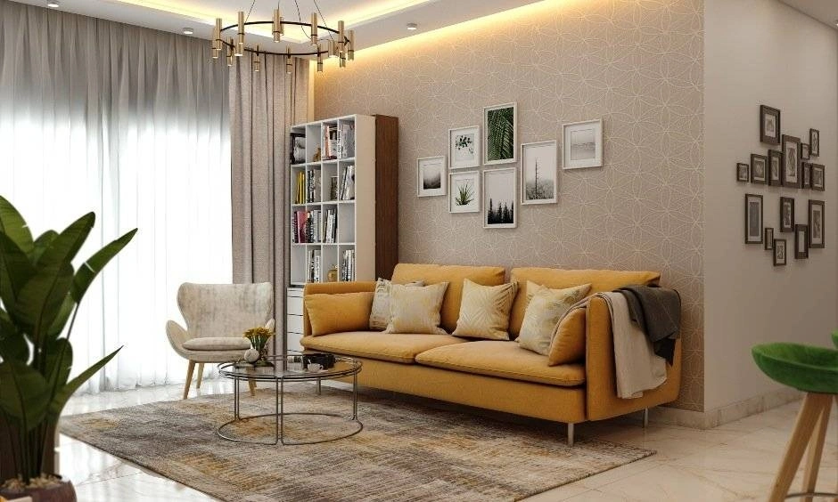 Affordable interior design in Bangalore with modular furniture, neutral tones and clutter-free layout
