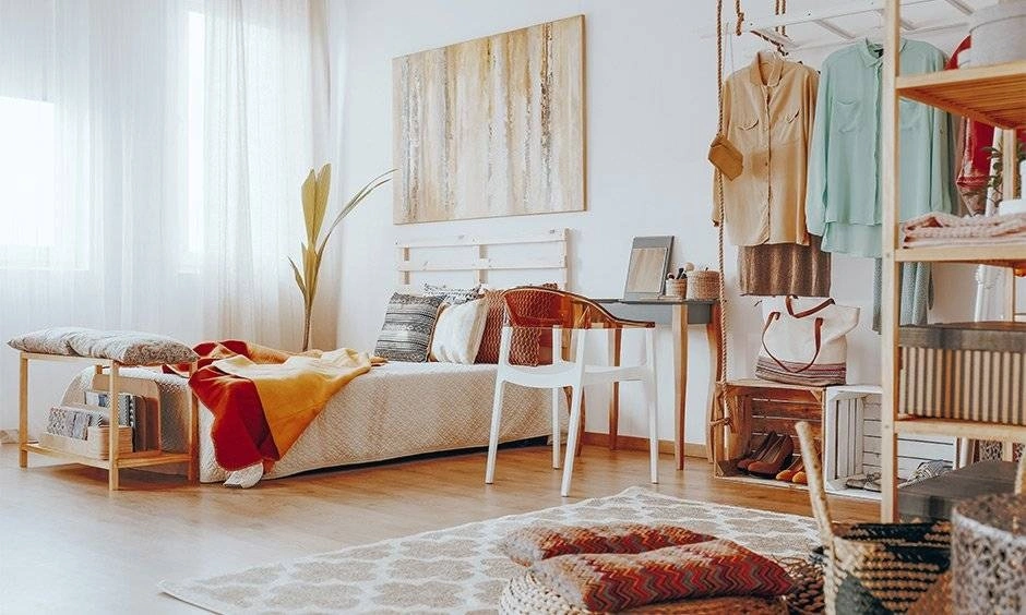 Eclectic and bohemian interior design with layered textures, vibrant colours and personalised décor.